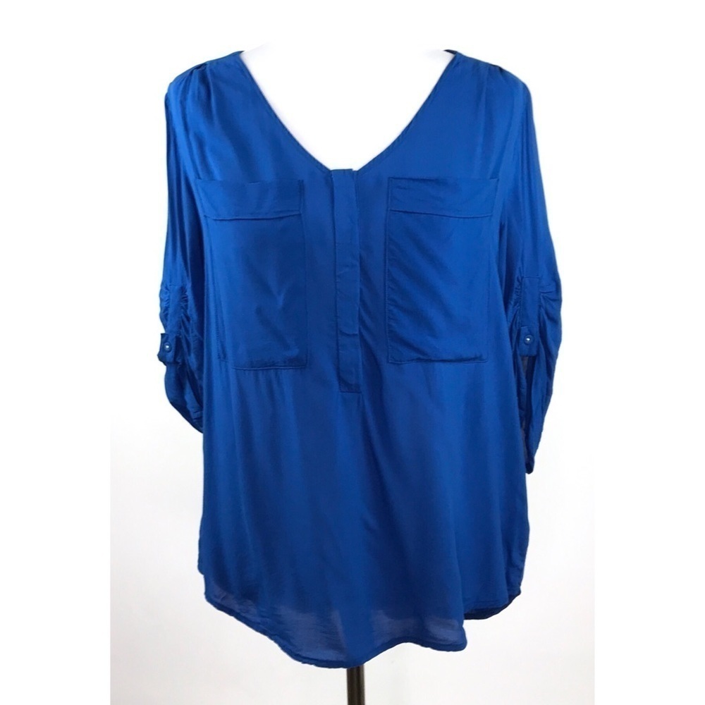 Anthro Maeve Islet Button Up Top Cobalt Blue Sz S